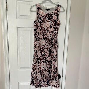 Floral Sleeveless Dress - Pink and Black